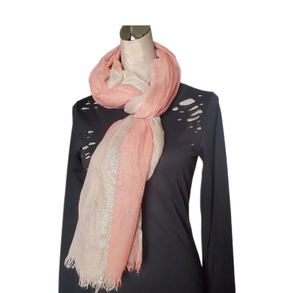 Beige and Pink Women's Scarf OZ - Picture 2 of 4